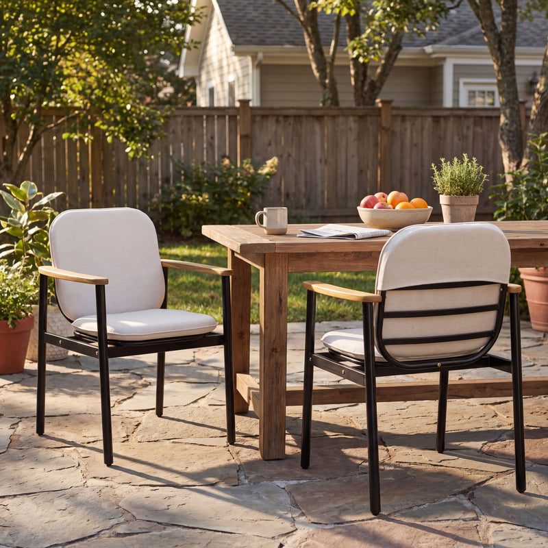 Outdoor Dining Chair - Beige / Black / Teak