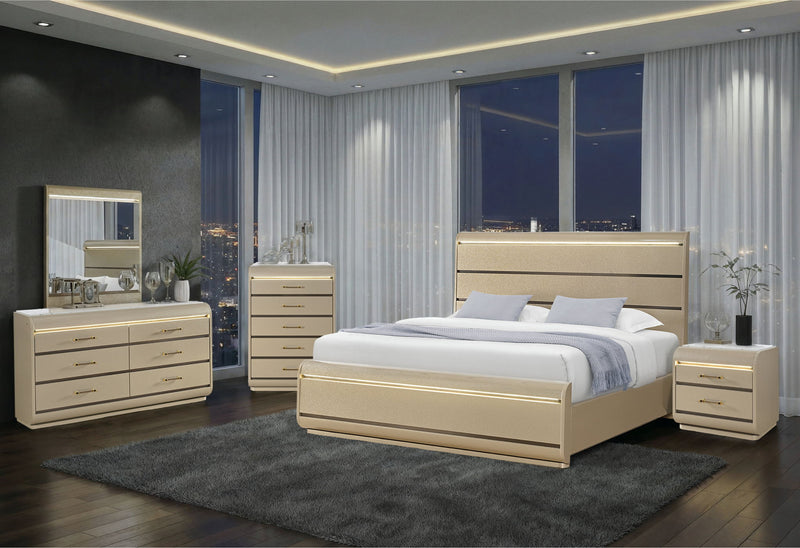 Genesis - Dresser With LED - Gold