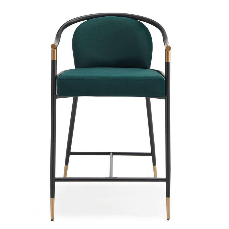 Contemporary Upholstered Counter Stool Set With Metal Frame