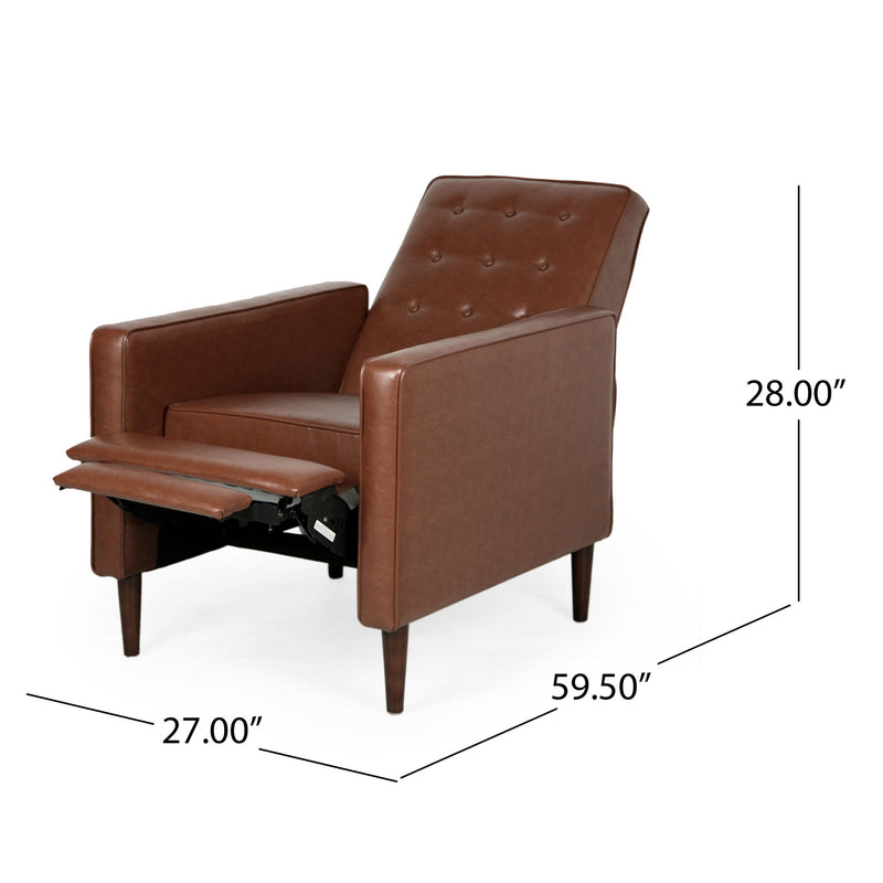 Mid-Century Modern Recliner With Button Tufted Waffle Stitch