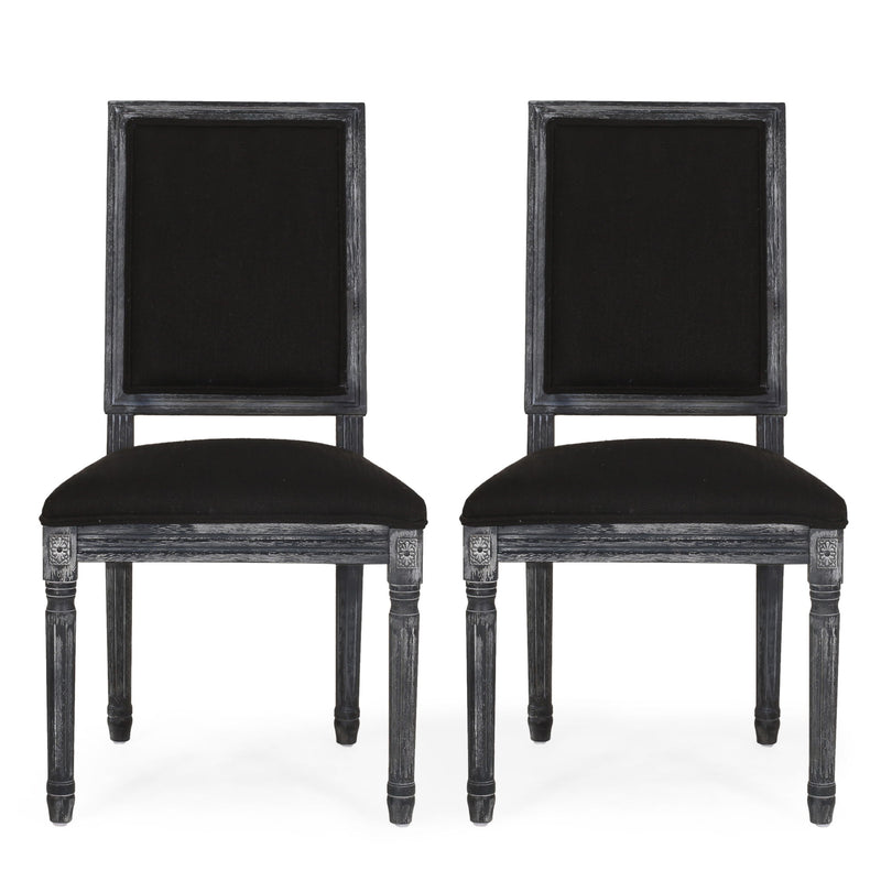 French Country Style Dining Chair With Upholstered Seating And Fluted Legs