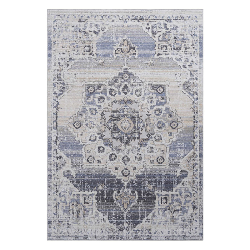 Payas - 6' X 9' Medallion Area Rug - Cream / Blue