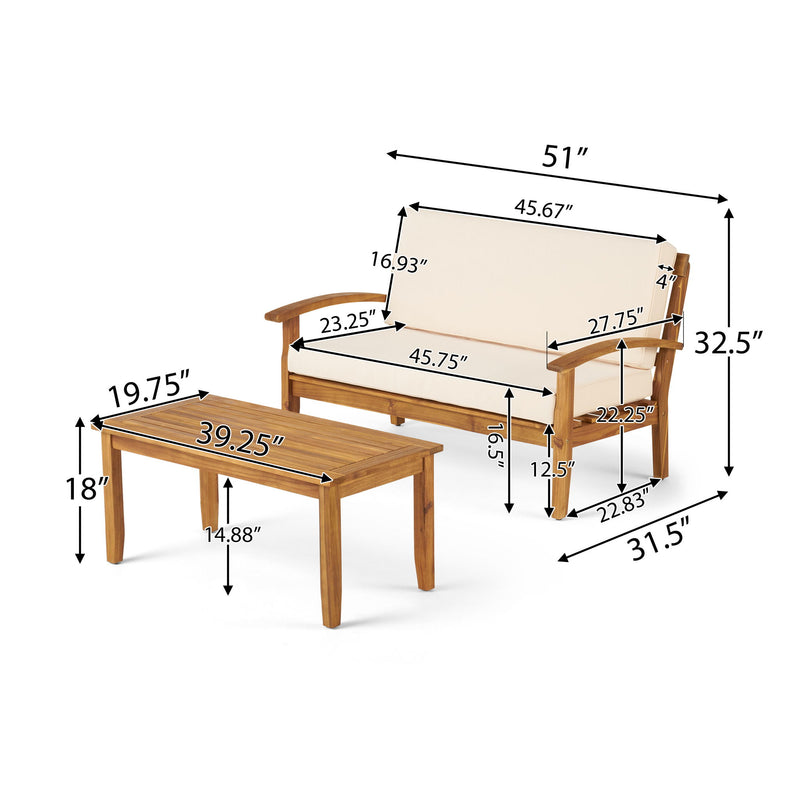 4 Person Outdoor Seating Group With Cushions Comfortable Patio Set - Teak