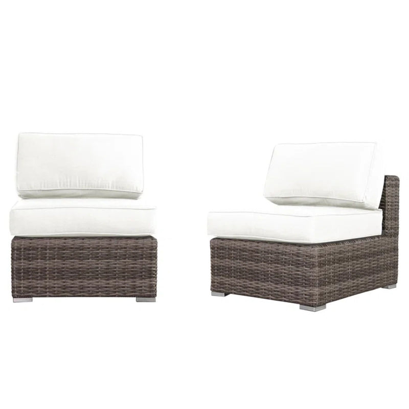 Seating Set With Cushions Handcrafted Wicker Design