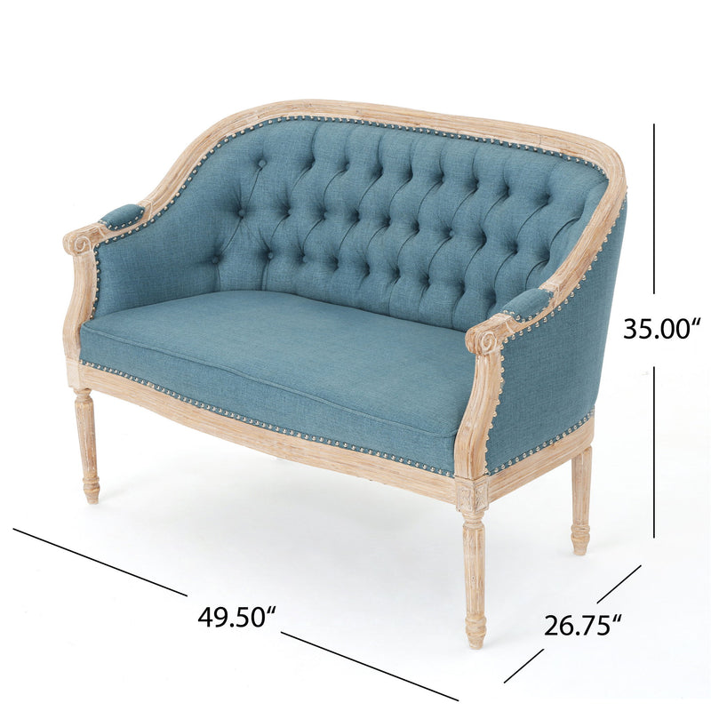 French Country Chesterfield Style Tufted Loveseat