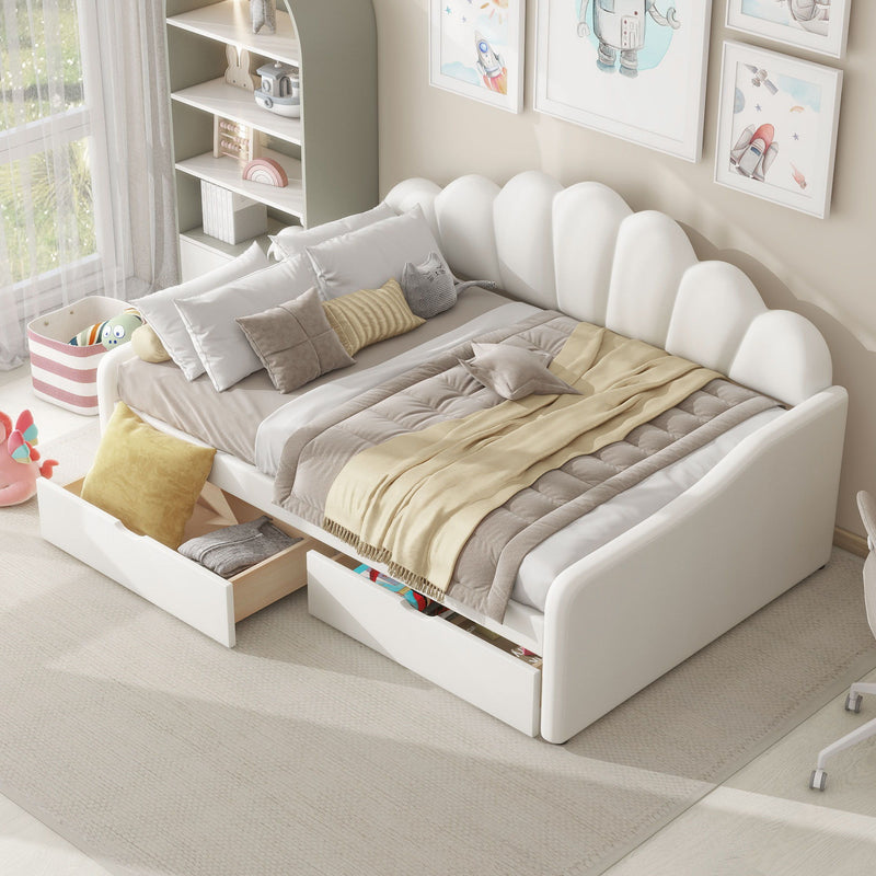 Upholstery Daybed Frame With Shell Shaped Backrest