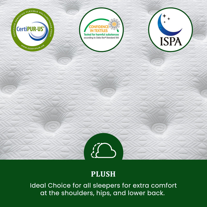 Snooze Mattress Company Glacier - 12" Euro Top Medium Hybrid Mattress With Independently Encased Coils & Gel Memory Foam