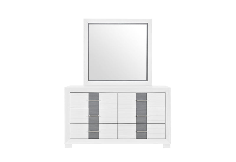 Optimus - 4 Piece Bedroom Set (King Bed, Dresser, Mirror, Nightstand) - White