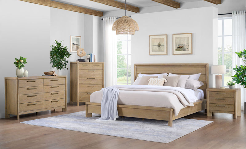 Panel Bed Frame With Unique Headboard And Included Slats