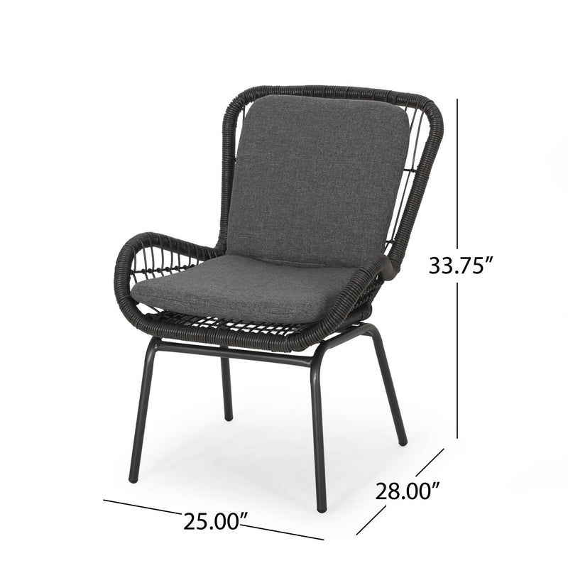 Outdoor Wicker Club Chair With Cushions (Set of 2)