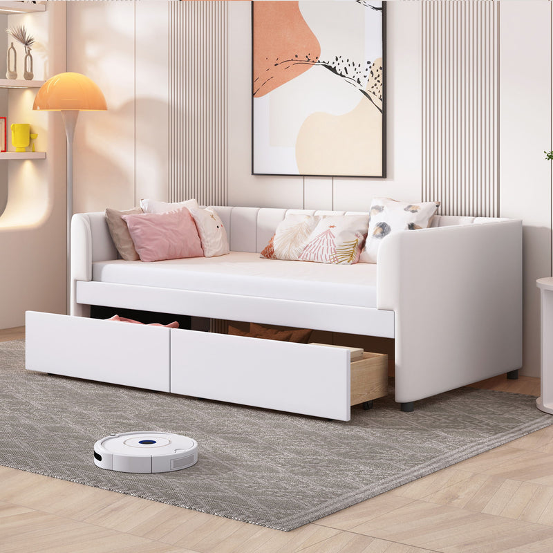 Upholstered Daybed With Ergonomic Design Backrest