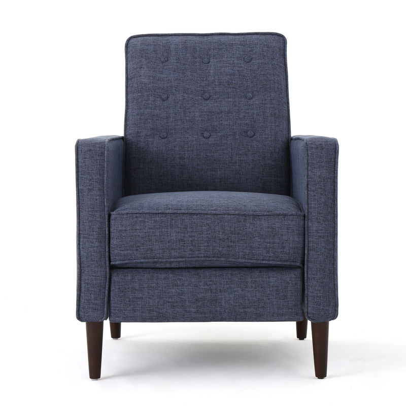Mid-Century Modern Recliner With Button Tufted Waffle Stitch