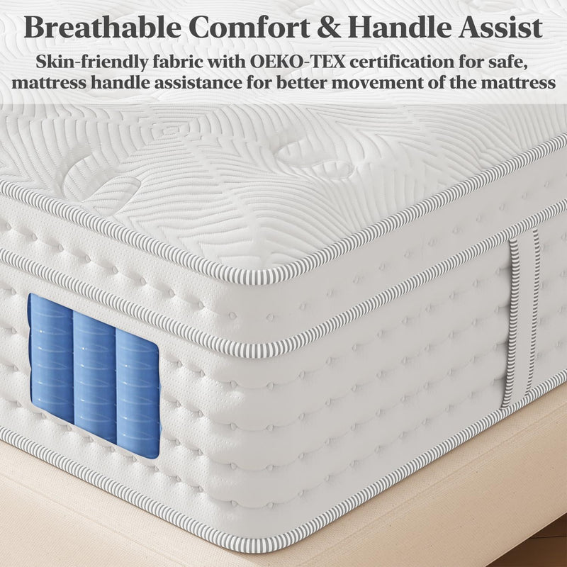 Snooze Mattress Company Atlas - 12" Euro Top Firm Hybrid Mattress With Independently Encased Coils & Gel Memory Foam