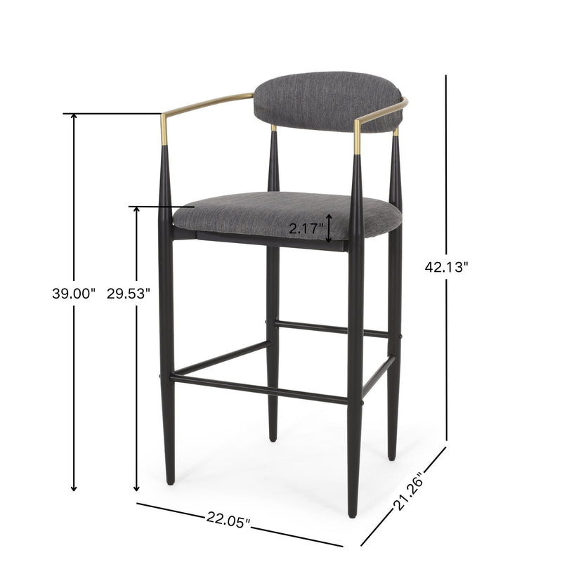 Modern Bar Stools With Armrests (Set of 2)