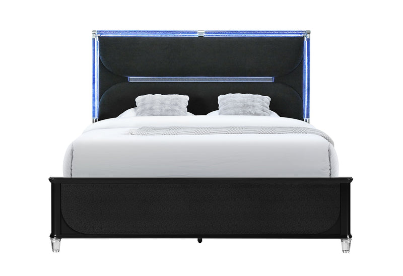 Lando - King Bed With Continuous LED - Black