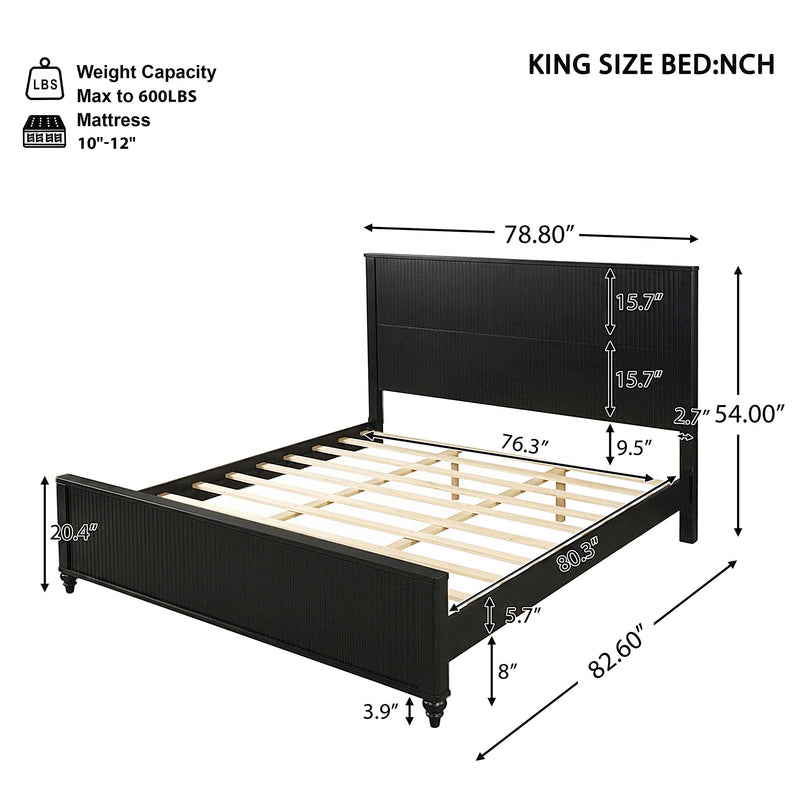 Fluted Platform Bed Frame, No Box Spring Needed