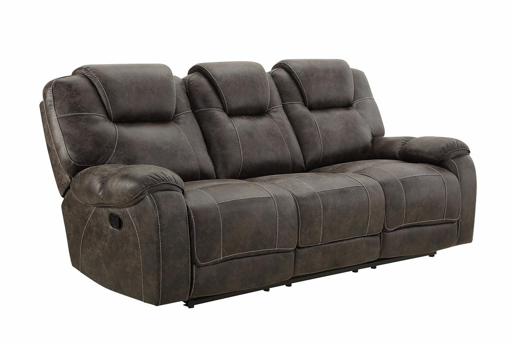 New Classic Furniture Anton Dual Recliner Sofa with Power Footrest in Chocolate