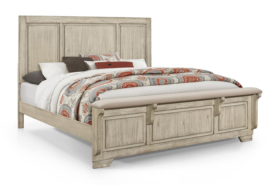 New Classic Furniture Ashland King Panel Bed in Rustic White
