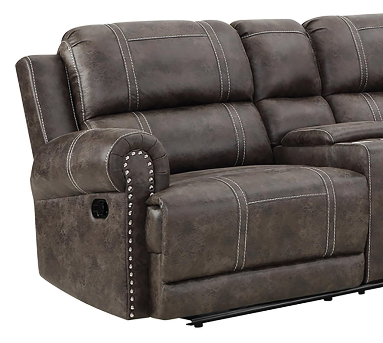 New Classic Furniture Calhoun 3pc Power Reclining Sectional in Walnut