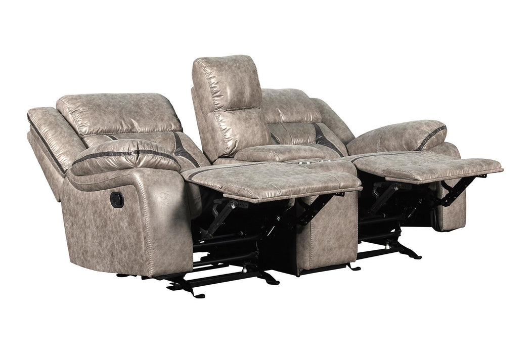 New Classic Furniture Roswell Dual Recliner Console Loveseat in Pewter