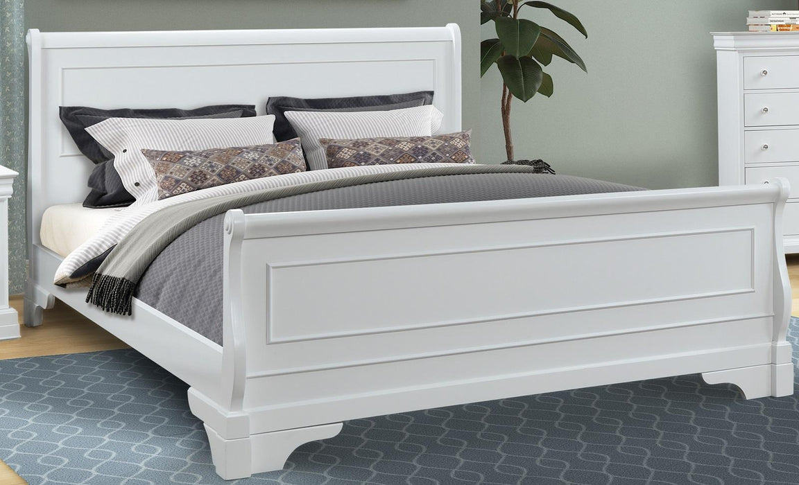 New Classic Furniture Versaille King Sleigh Bed in White