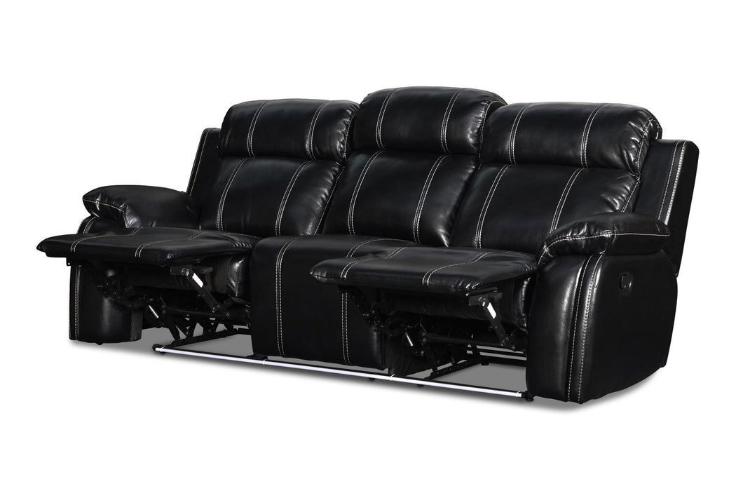 New Classic Fusion Dual Recliner Sofa with Power Foot Rest in Ebony