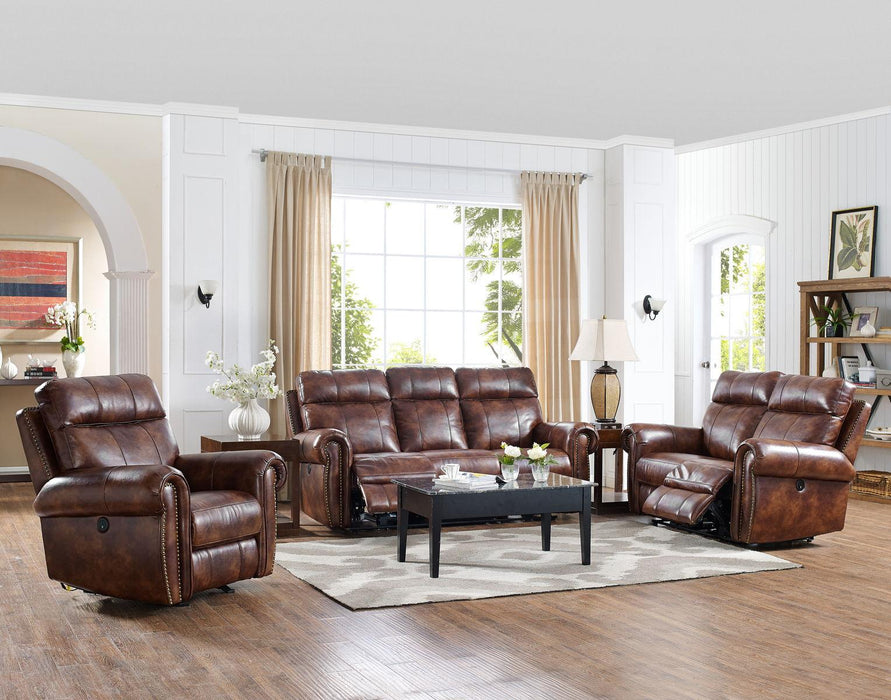 New Classic Roycroft Power Recliner Loveseat in Pecan