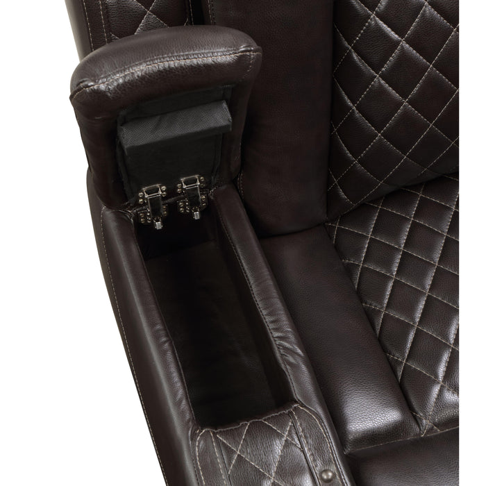 JOSHUA LEATHER GLIDER RECLINER - DK BROWN