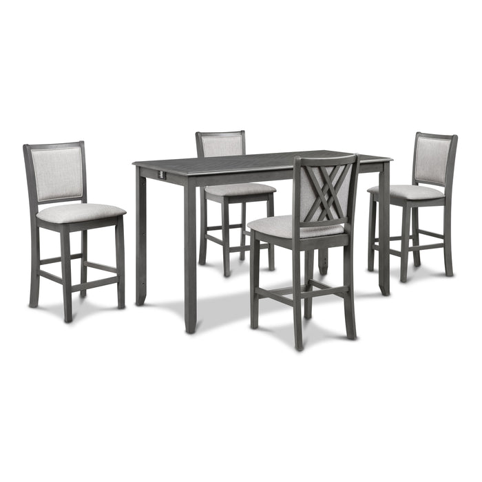 AMY 60" COUNTER TABLE+CHAIRS W/STG (5 PCS) -GRAY