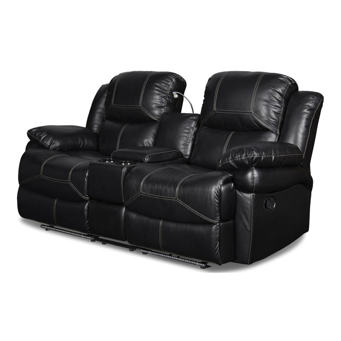 FLYNN CONSOLE LOVESEAT W/ READING LIGHT- BLACK