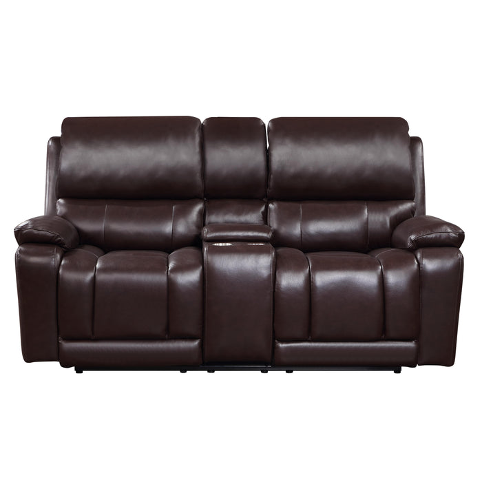 CICERO RECLINING CONSOLE LOVESEAT-BROWN