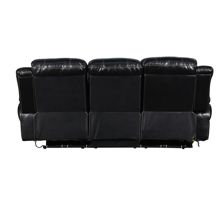 FLYNN SOFA W/LIGHTED BASE & PWR FR-BLACK