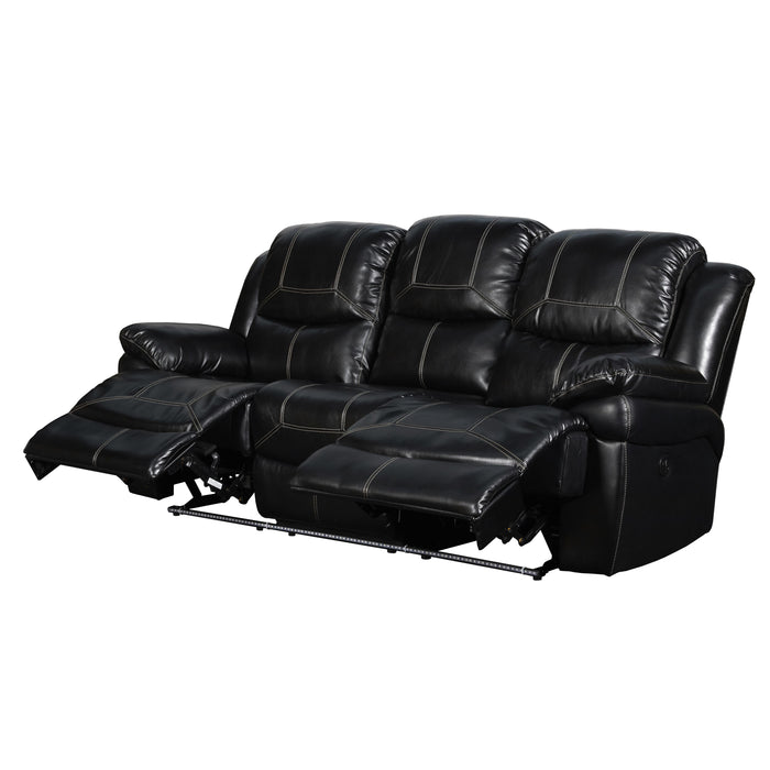 FLYNN SOFA W/LIGHTED BASE & PWR FR-BLACK