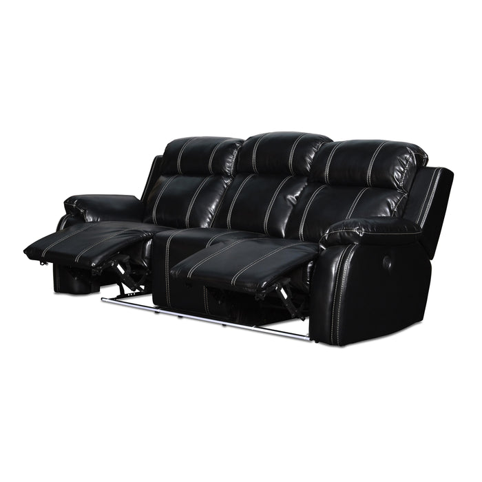 FUSION DUAL RECLINER SOFA W/PWR FTRST-EBONY