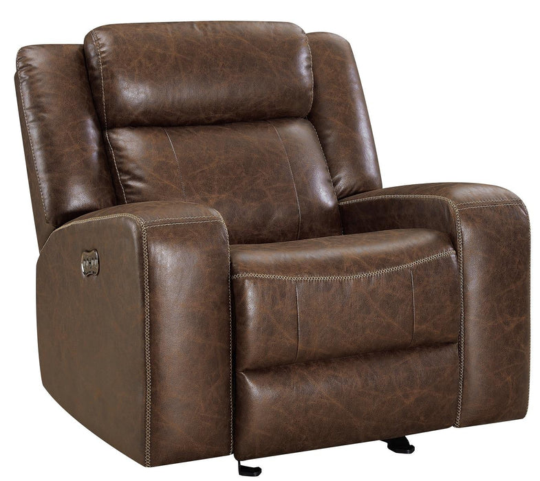 New Classic Furniture Atticus Glider Recliner with Power Headrest and Footrest in Mocha