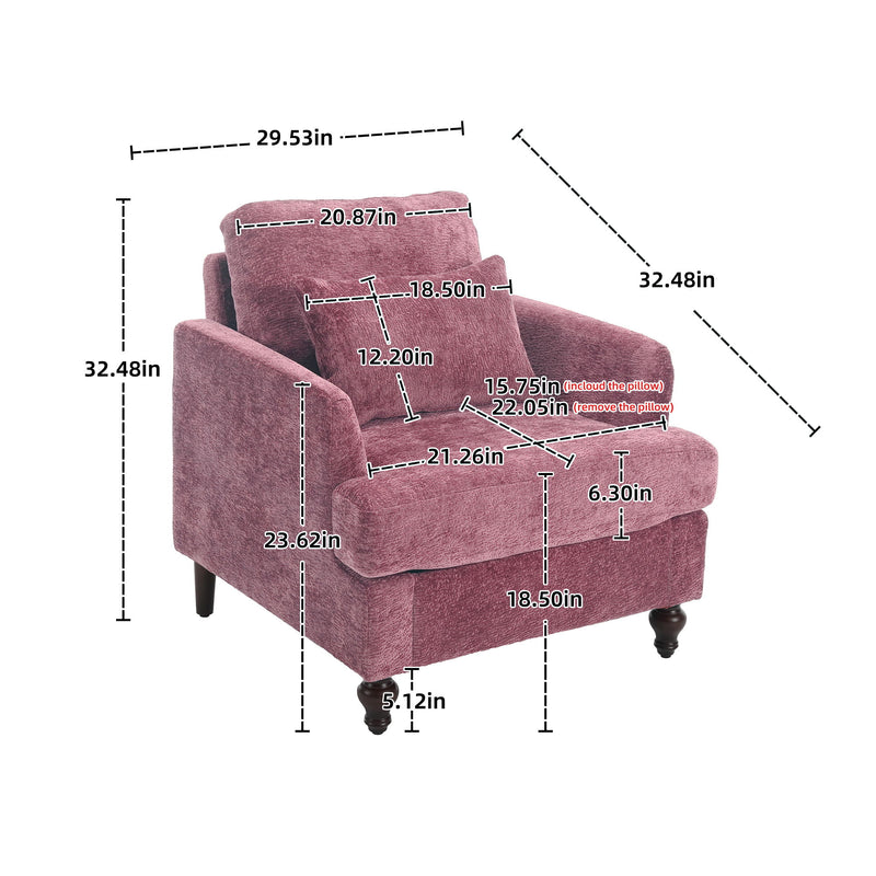 Modern Mid Century Wood Frame Armchair With Tufted Design