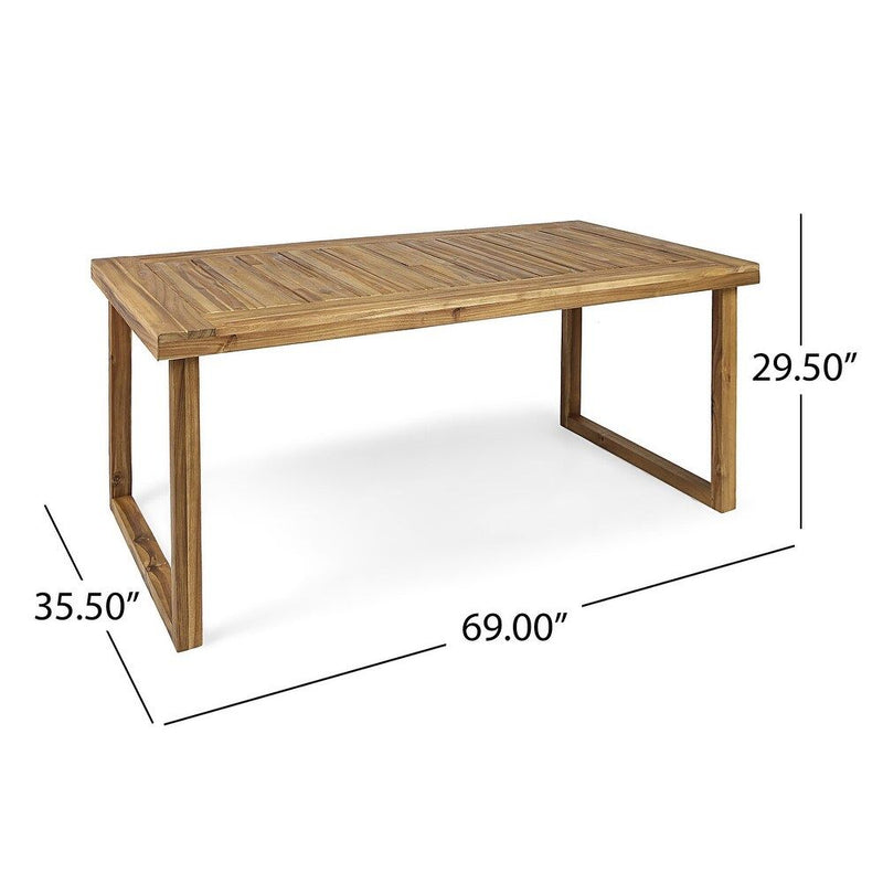 Outdoor 7 Piece Dining Set With Cushions - Sandblasted Natural / Beige
