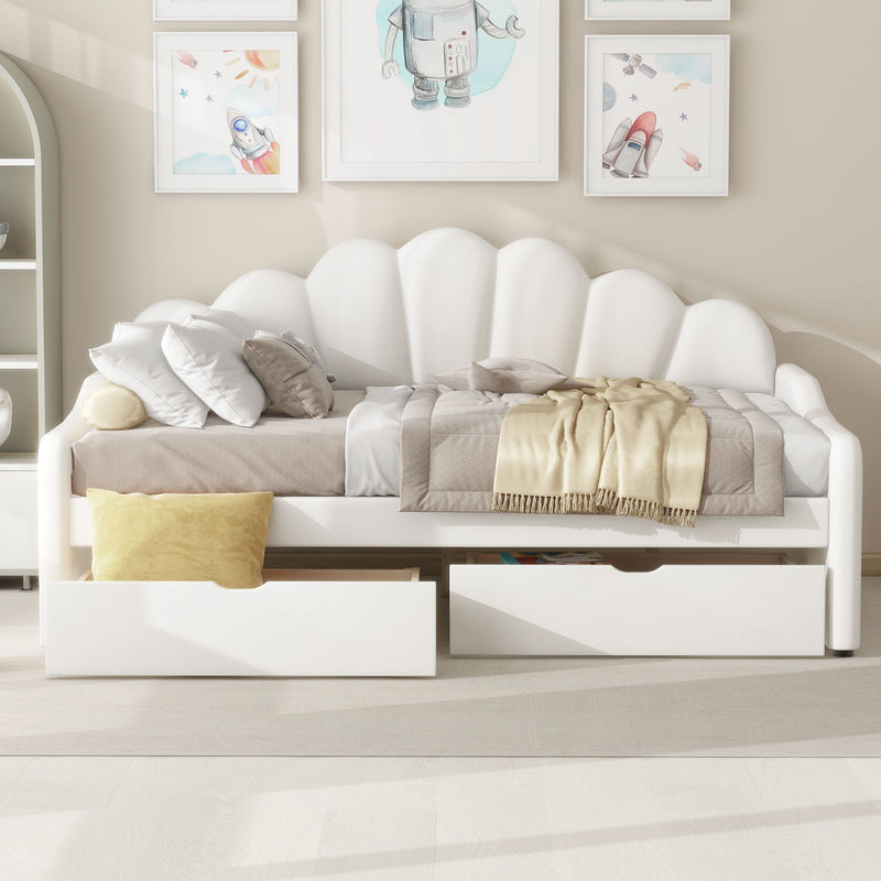Upholstery Daybed Frame With Shell Shaped Backrest
