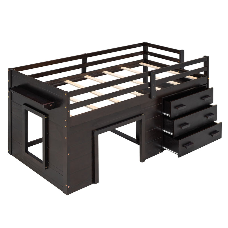Loft Bed With Cabinet And Shelf