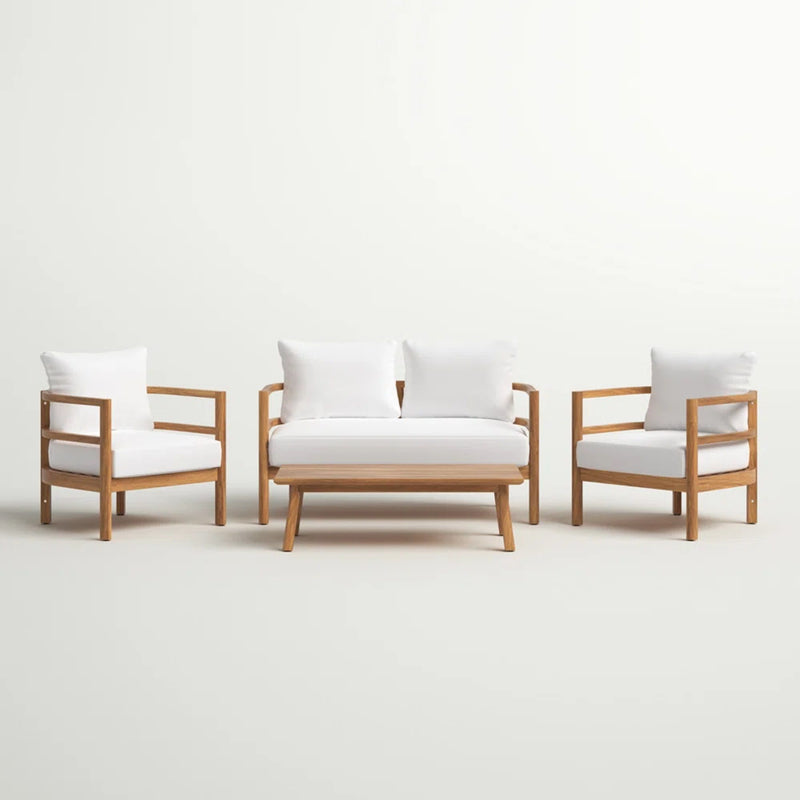 Outdoor Furniture With Coffee Table, Patio Conversation Set Deep Seating With Soft Cushion
