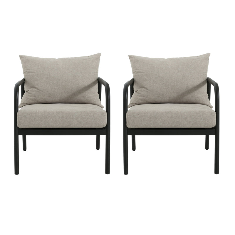 Leora - Modern Minimalist Round Tube Sofa Chair With Cushions - Beige / Black