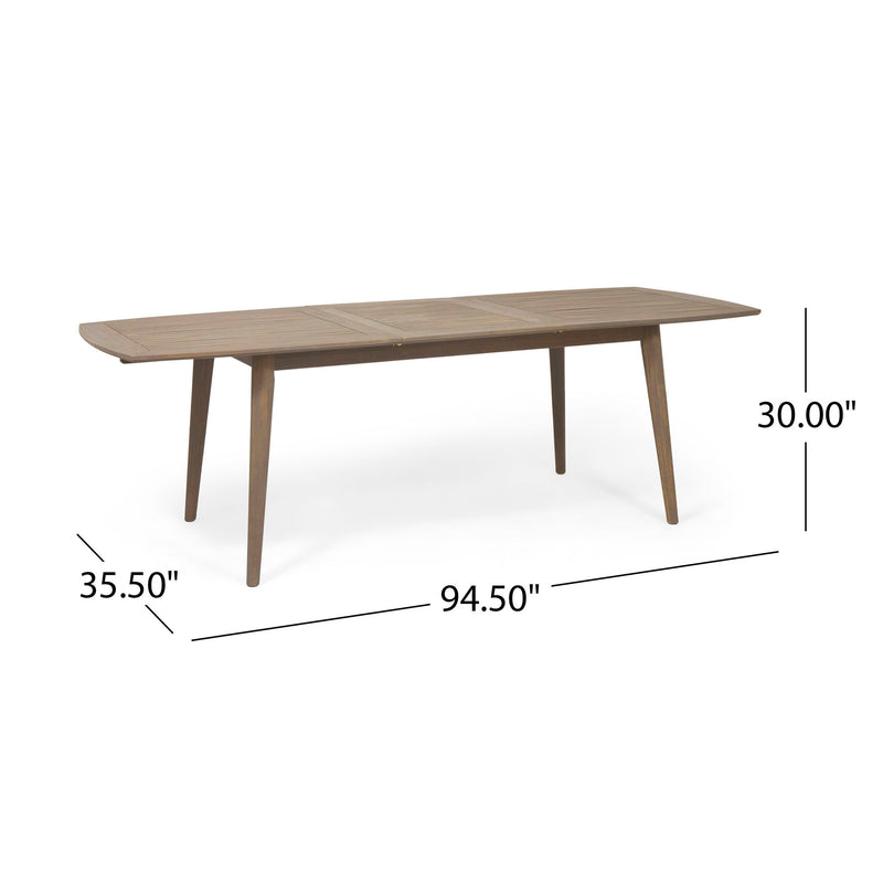 Placidity - Outdoor Expandable Dining Table With Slatted Tabletop And Tapered Legs
