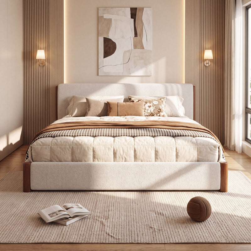 Modern Upholstered Platform Bed Frame With Accents