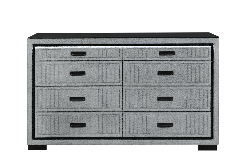 Isabella - 5 Piece Queen Bedroom Set (Queen Bed Group With LED, TV Lift, Bluetooth Speaker And Firpeplace Crystal) - Gray