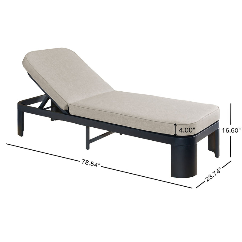 Outdoor Chaise Lounge With Cushion, 5 Position Adjustable Backrest