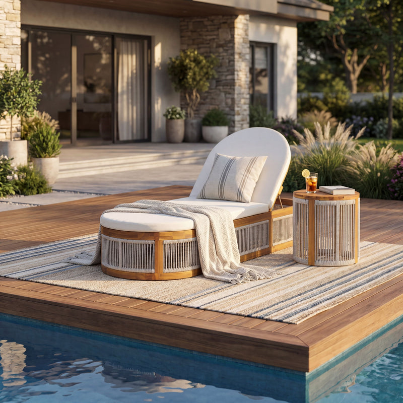 Chaise Lounge Set With Side Table