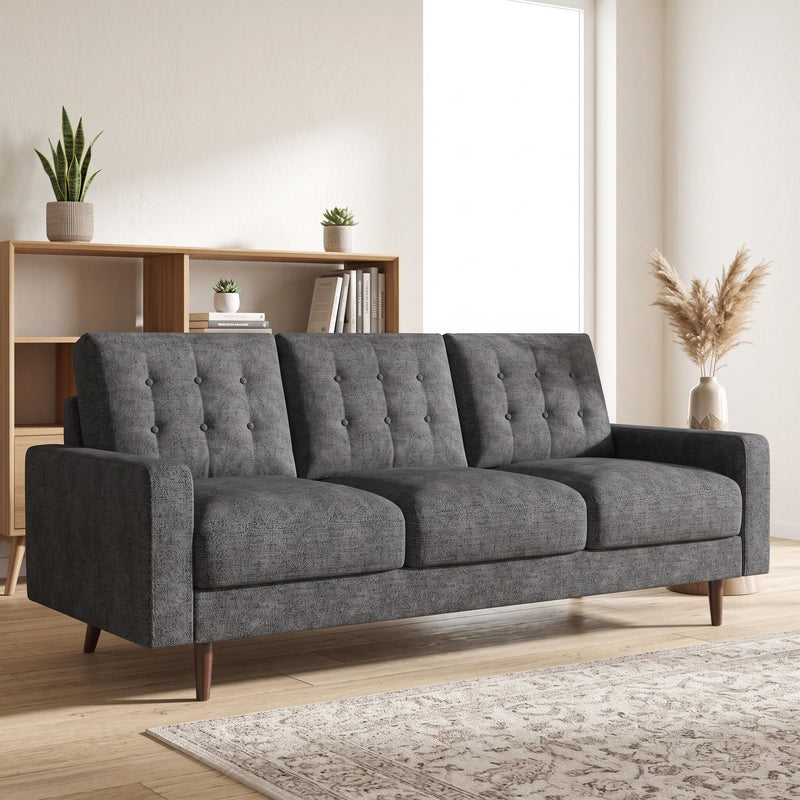 3 Seat Sofa Couch With Tufted Back Upholstered Couch For Living Room