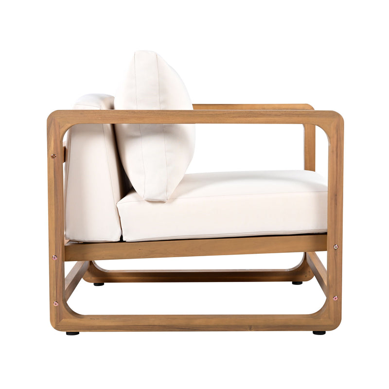 Outdoor Lounge Chair With Oversized Cushion Set For Patio