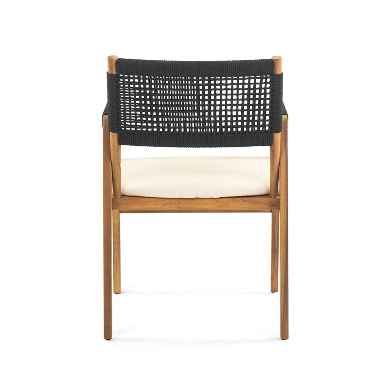 Outdoor 7 Pieces Patio Slat Design Acacia Upholstered Dining Set