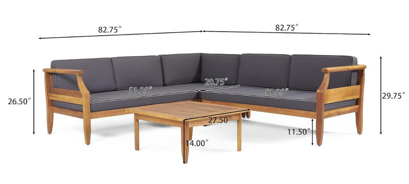 Aston - 4 Piece Sofa Set - Dark Gray